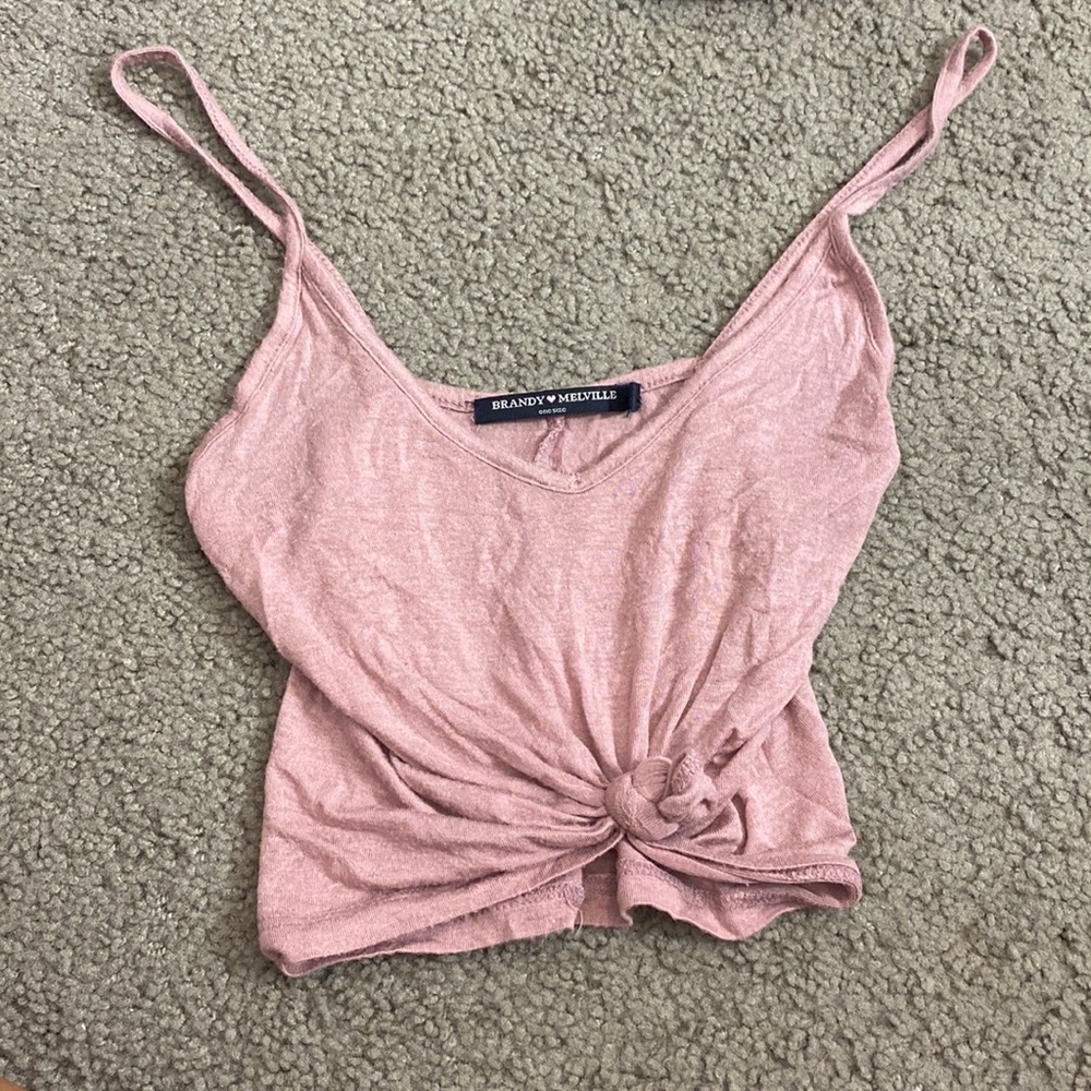 Brandy Melville Pink Knot-Front Crop Tank